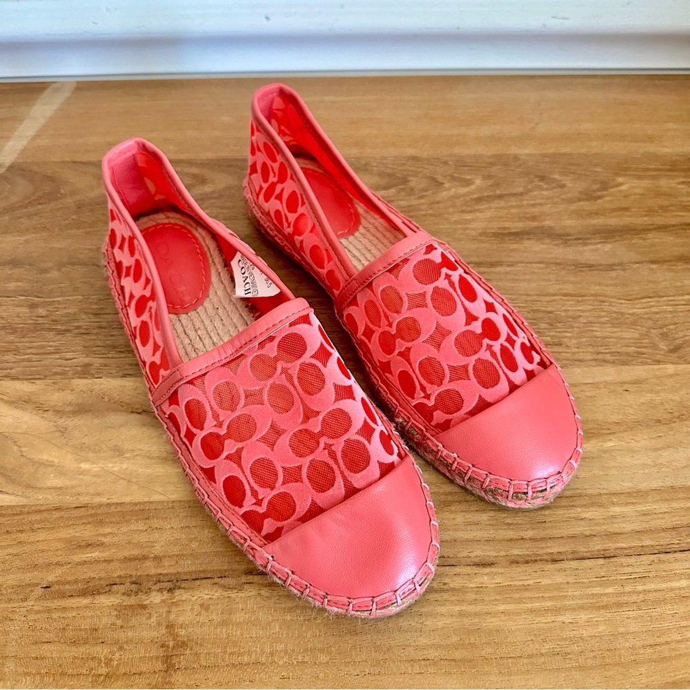 NEW Coach Cleo G4819 Signature Espadrilles Pink Orchid Women Size 6 Mesh Leather